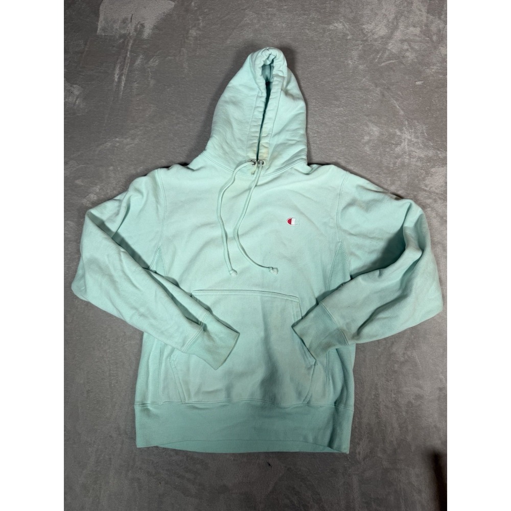 Champion Reverse Weave Men's S Green Pullover Hoodie Solid Pockets Logo